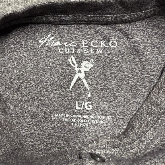 Marc Ecko Cut & Sew Henley Shirt Mens Large Gray Long Sleeve Cotton Blend - Picture 2 of 6